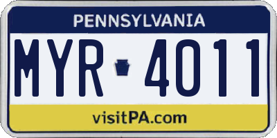 PA license plate MYR4011