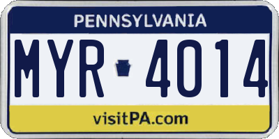 PA license plate MYR4014