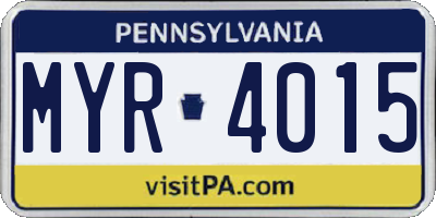 PA license plate MYR4015