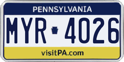 PA license plate MYR4026