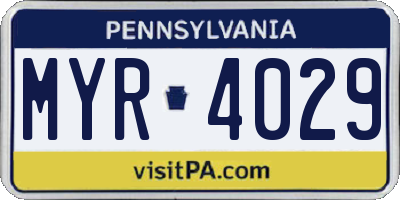 PA license plate MYR4029