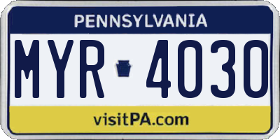 PA license plate MYR4030