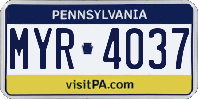 PA license plate MYR4037