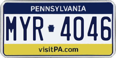 PA license plate MYR4046