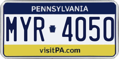 PA license plate MYR4050