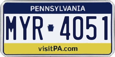 PA license plate MYR4051