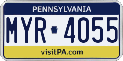 PA license plate MYR4055