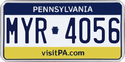 PA license plate MYR4056