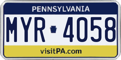 PA license plate MYR4058