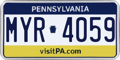 PA license plate MYR4059