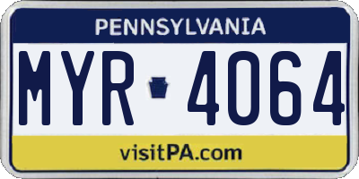 PA license plate MYR4064