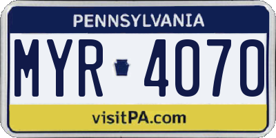 PA license plate MYR4070