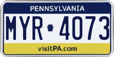 PA license plate MYR4073
