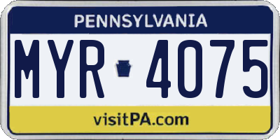 PA license plate MYR4075