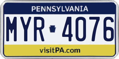 PA license plate MYR4076