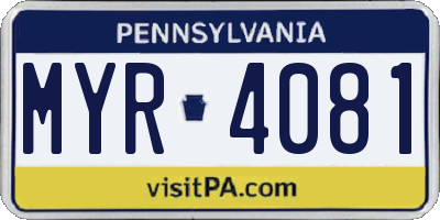 PA license plate MYR4081