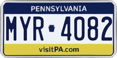 PA license plate MYR4082