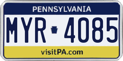 PA license plate MYR4085