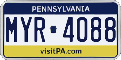 PA license plate MYR4088