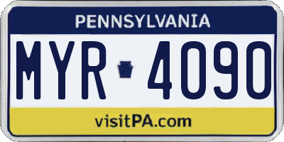 PA license plate MYR4090
