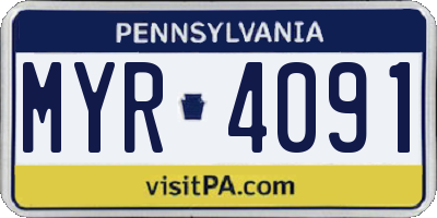 PA license plate MYR4091