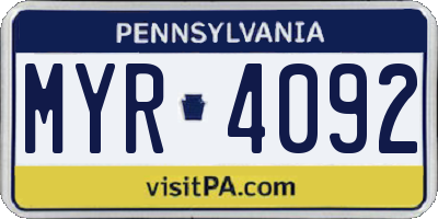 PA license plate MYR4092