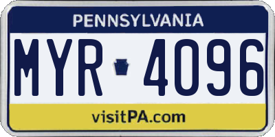 PA license plate MYR4096
