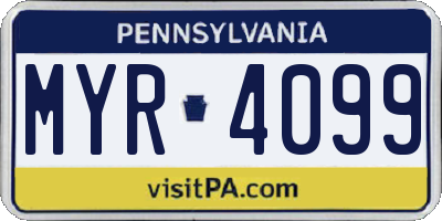 PA license plate MYR4099