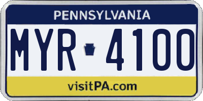 PA license plate MYR4100
