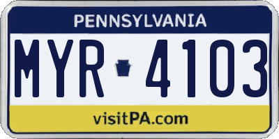 PA license plate MYR4103