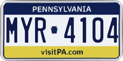 PA license plate MYR4104