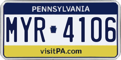 PA license plate MYR4106