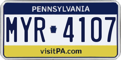 PA license plate MYR4107