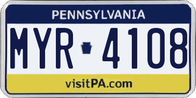 PA license plate MYR4108