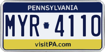 PA license plate MYR4110