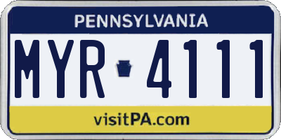 PA license plate MYR4111
