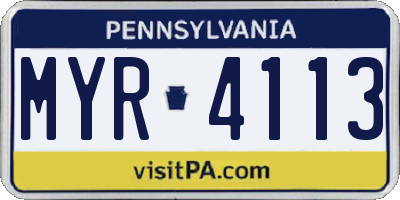 PA license plate MYR4113