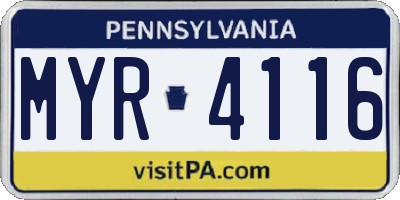 PA license plate MYR4116