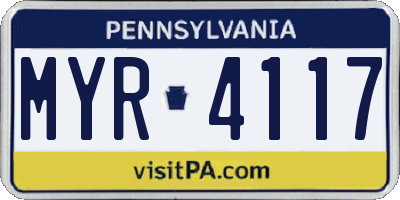 PA license plate MYR4117