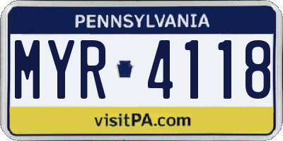 PA license plate MYR4118