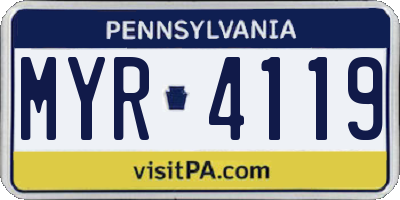 PA license plate MYR4119