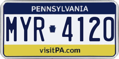 PA license plate MYR4120