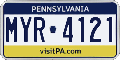 PA license plate MYR4121