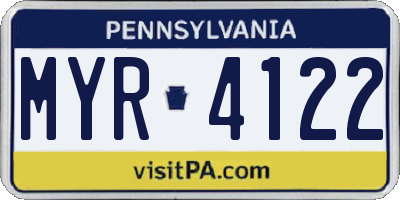 PA license plate MYR4122
