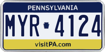 PA license plate MYR4124