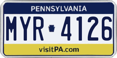PA license plate MYR4126