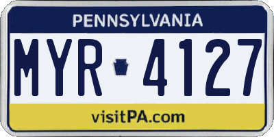 PA license plate MYR4127