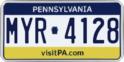 PA license plate MYR4128