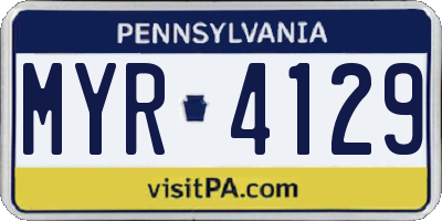 PA license plate MYR4129
