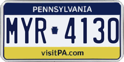 PA license plate MYR4130